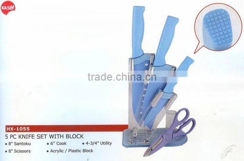 HX-1013 5pcs japanese chef knife set with meat pounder