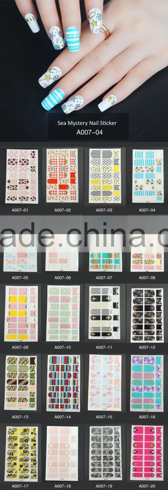 hot-selling Korean style young girl fine printing nail art sticker