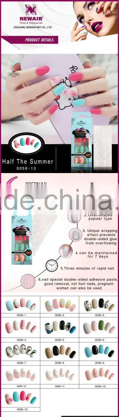 2017 fresh full cover salon DIY false nail art designs