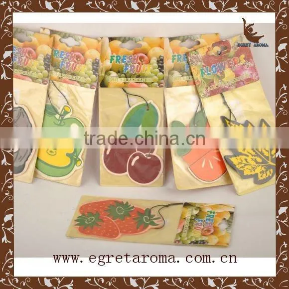 Fast and hot selling cotton paper card in the car air freshener make hanging paper car air freshener