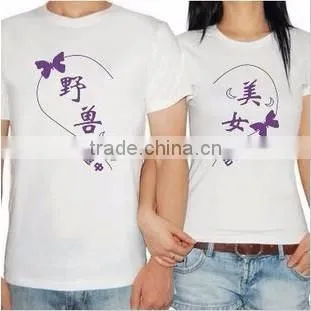 White/gray Color short sleeve o-neck cotton couple bulk wholesale unisex t-shirts