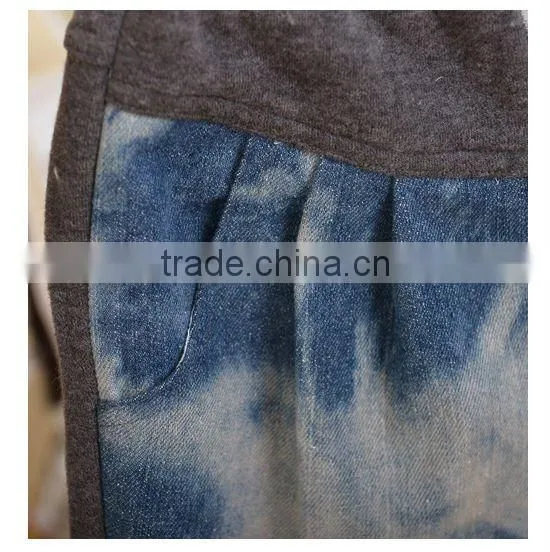 2016 new style Autumn Korea Style kids leather +jeans Pants