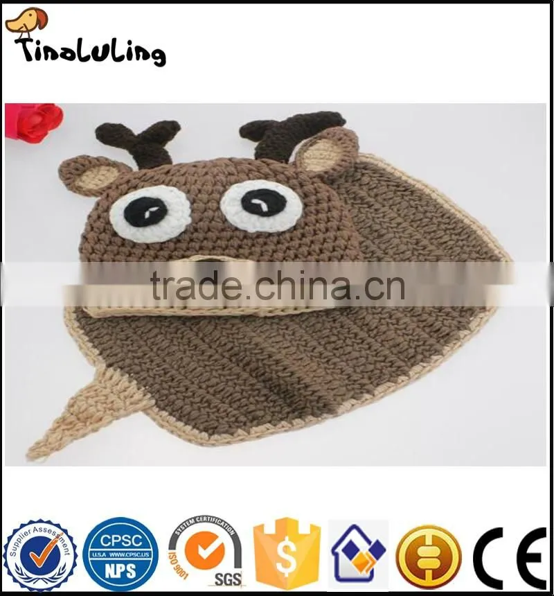 Newborn Costume baby hat Short Set handmade Knit crochet photography props deer design