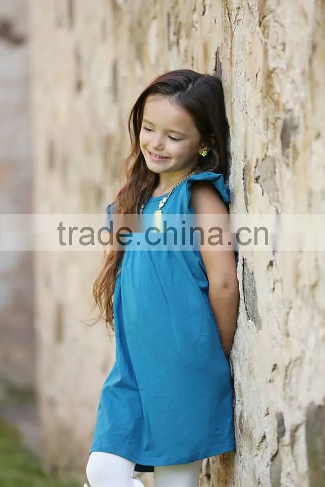 dress set of sleeveless Solid color dress with ruffle pant kids clothing