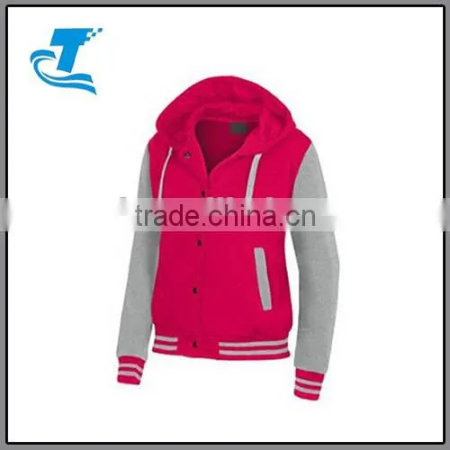 Womens Fleece Color Block Baseball Varsity Jacket