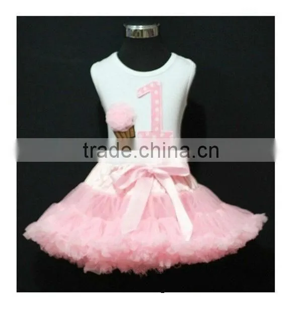 Wholesale kids tutu skirt with print number pettiskirt in set