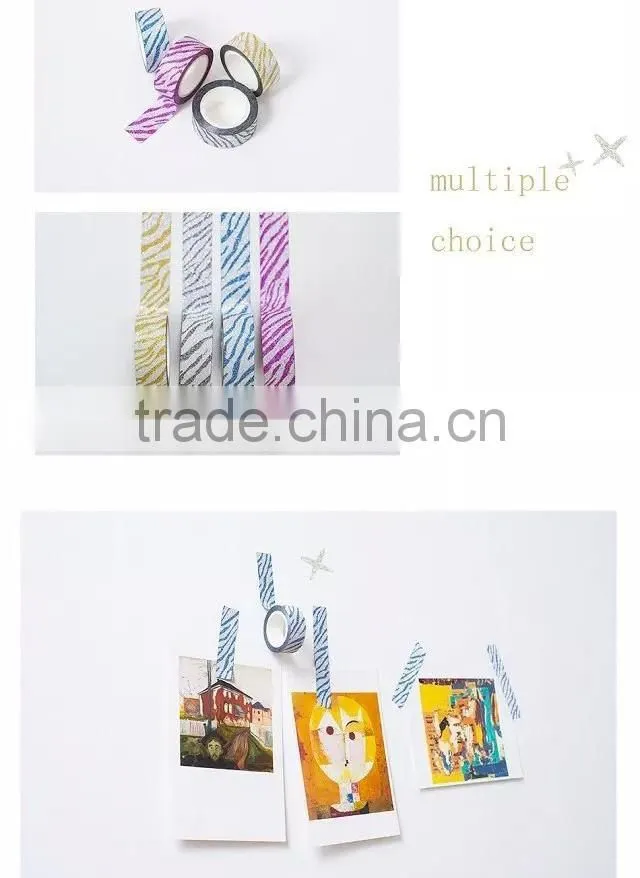 15mm*5m glitter tape zebra pattern design customized planner accessories adhesive paper tape