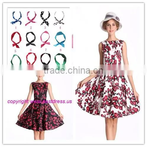 rockabilly whloesale Ladies Vintage Style Halter Neck Rockabilly Dress floral swing dress