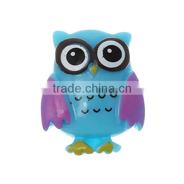 Resin Embellishment Findings Jewelry Making Owl Halloween Blue 24mm x 19mm