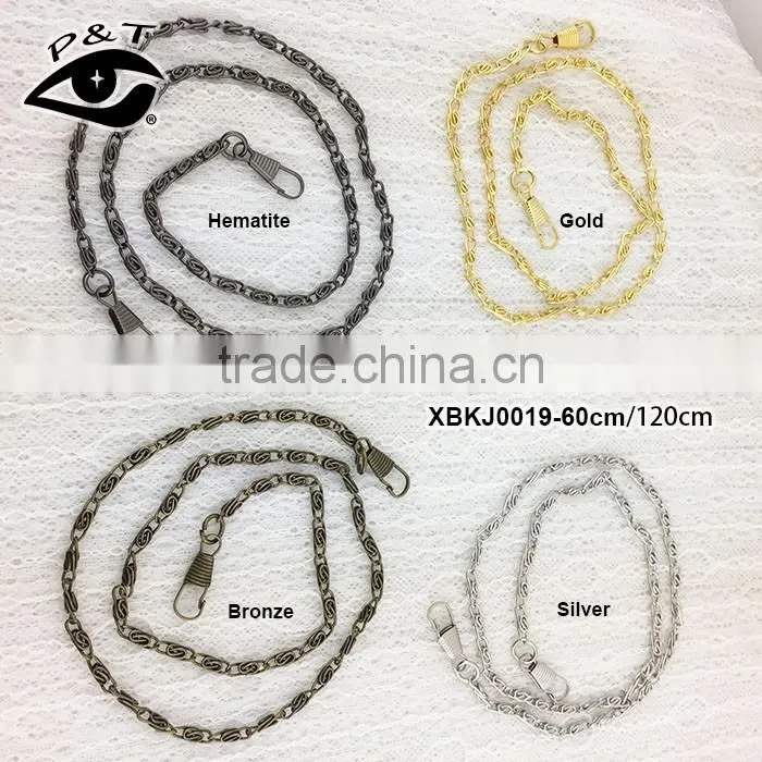 Custom fashion decorative clothes purses metal chains for bags