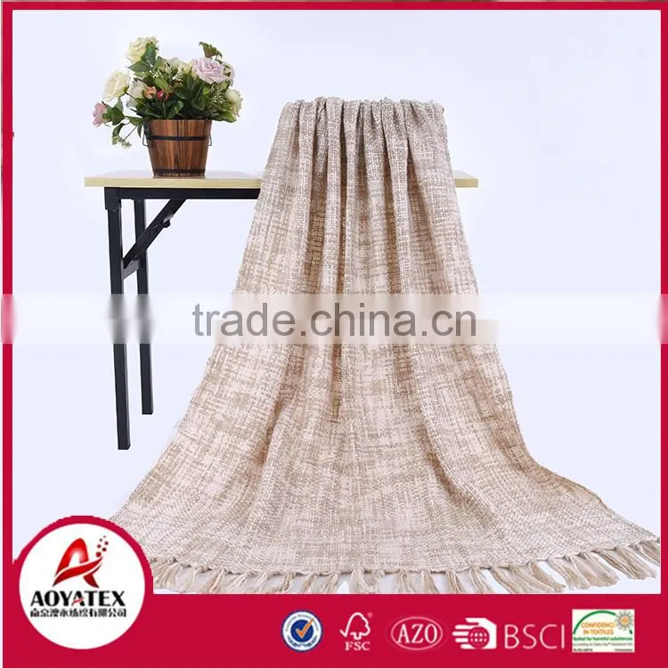 China supplier soft 100% acrylic throw blankets with tassels