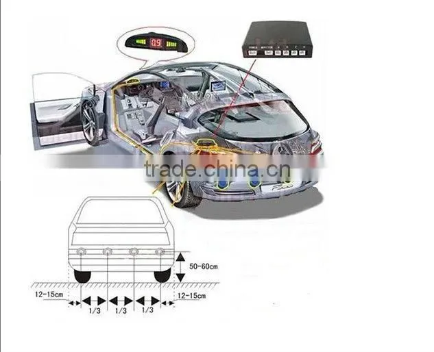 Black Car Rear sensor Parking Reverse 4 Sensor & LED Displayer/rear beep sensor for car parking