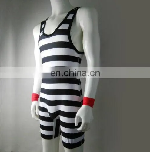 Striped sublimation blank wrestling singlets 5xl
