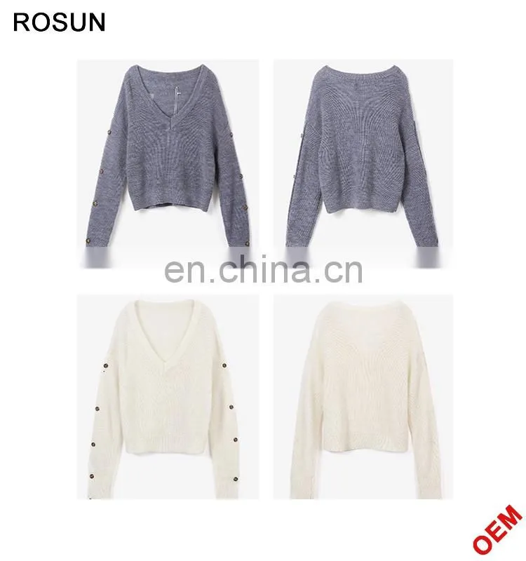 Girl Long sleeves with buttons Knit Pullover sweater