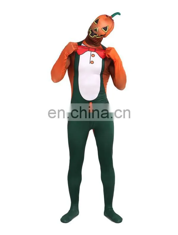 Halloween Lycra Spandex Zentai Suits Wrestling Cosplay Costume Superhero Pumpkin S-XXL