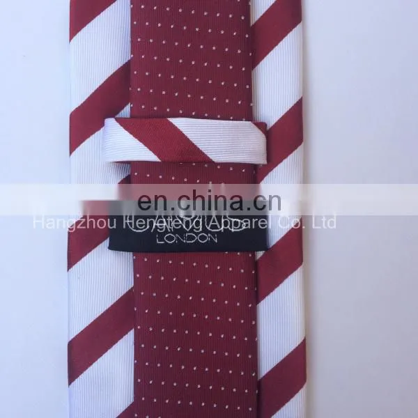 100% silk tie White And Red Stripe Design