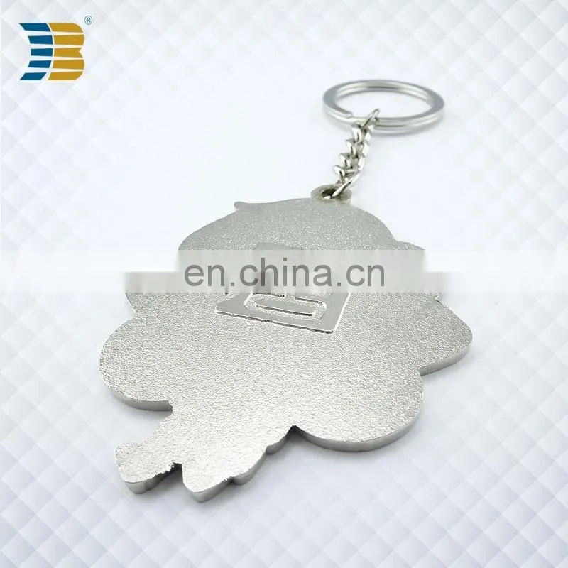 beautiful 3D cartoon character shape custom silver plating keychain