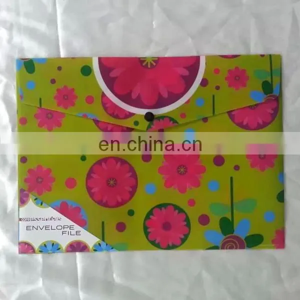 cute flower printing document bag with plastic button