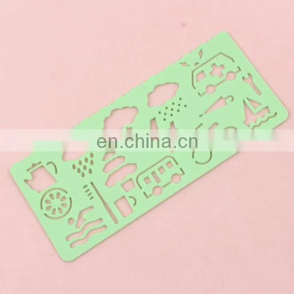 Funny and plastic novetly promotion cartoon animal stencil ruler for kids