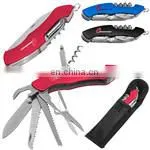 stainless steel multi tool knife with locking knife,can opener,screwdriver,scissors,needle,