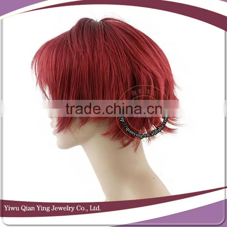 short curly red synthetic fiber cosplay male wigs