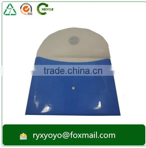 promotional a4 size pp plastic popper document wallet with back pocket