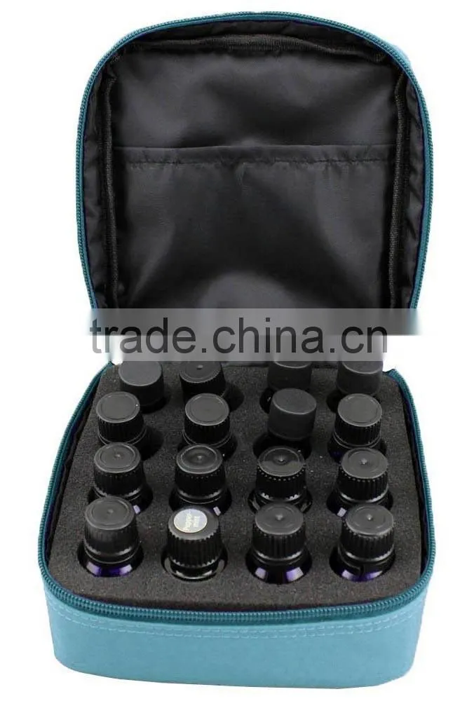 Custom 16 bottle essential oil carrying case,soft blue Essential oil bag to hold 5ml,10ml and 15ml,essential oil travel case