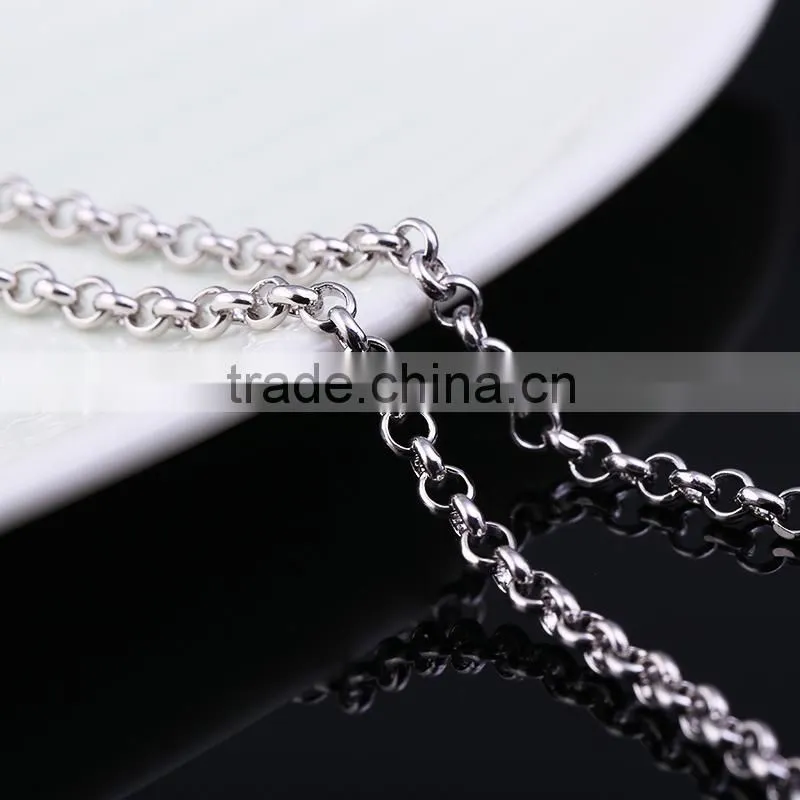 2015 wholesale fashion jewelry rhodium plated BL chain necklace
