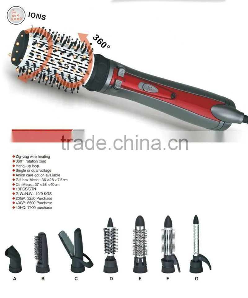 electric steam iron hair brush styler hair curler 6 in 1 1000W