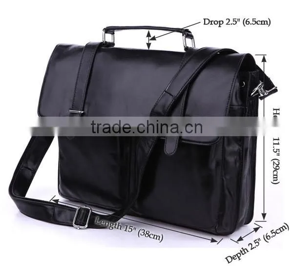 2015 fashion men high end genuine leather laptop bag