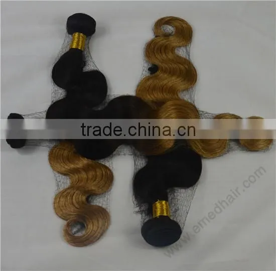 Factory direct china cheap body wave two tone human hair
