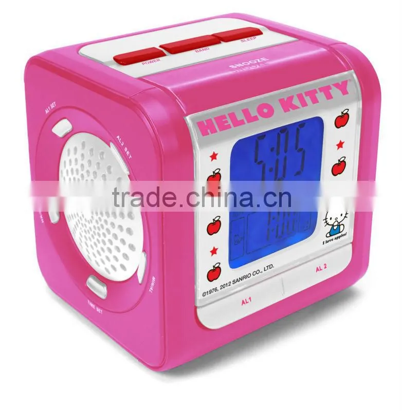 Cute Pink Hello Kitty Cute Projector Alarm Clock Radio