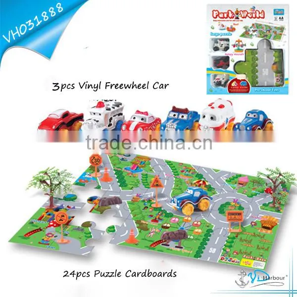 Rubber Vinyl Truck Toy with Puzzle Map