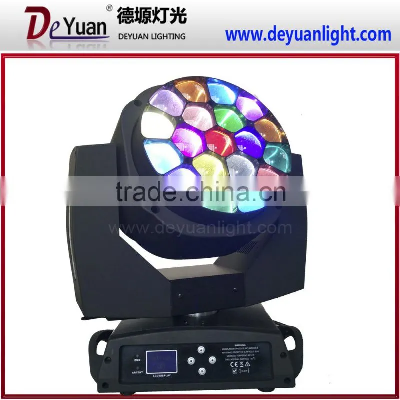 Cheap 19pcs bee eyes zoom sharpy moving head/ led rgbw colorful zoom stage light