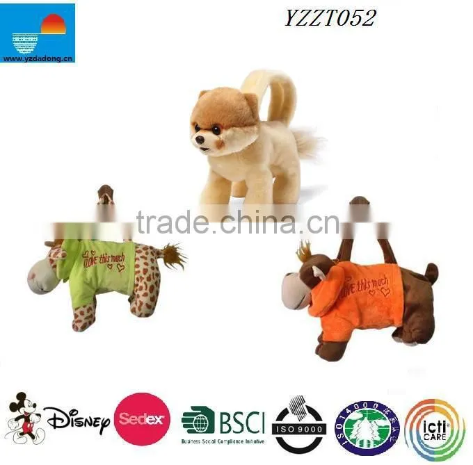 plush animal bag/ animal hand bag/plush handbag
