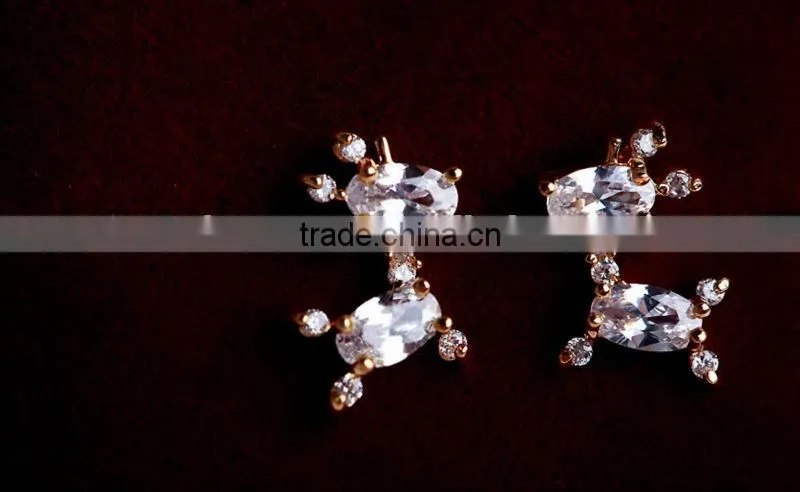 Hot pink earring white zircon earring crystal deer earring