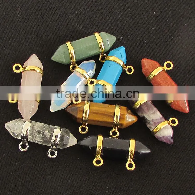 JF6922 2016 newest gold electroplated double point bail loop turquoise pendants