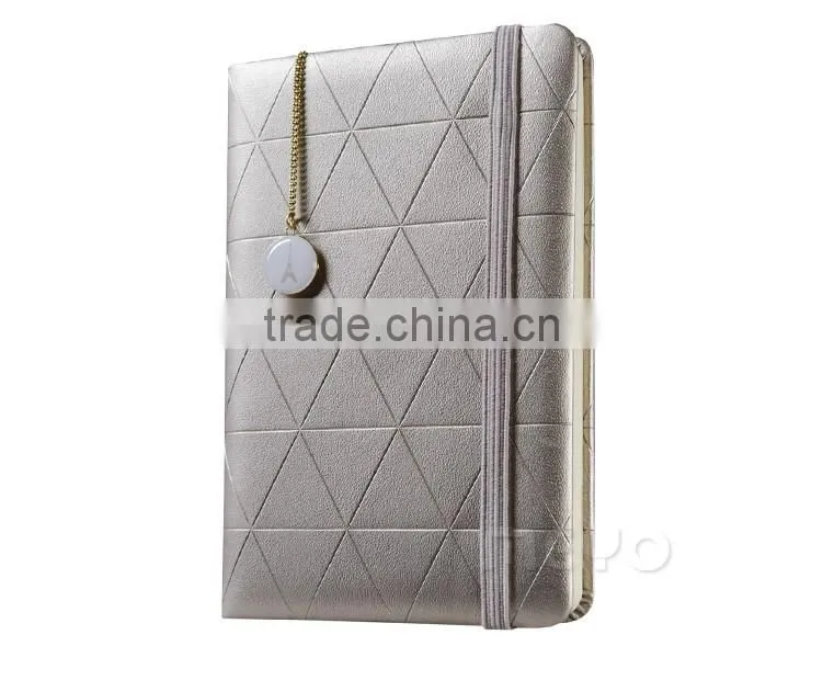 PU notebook rubber bans thin metal bookmark clamp steel pen gift set