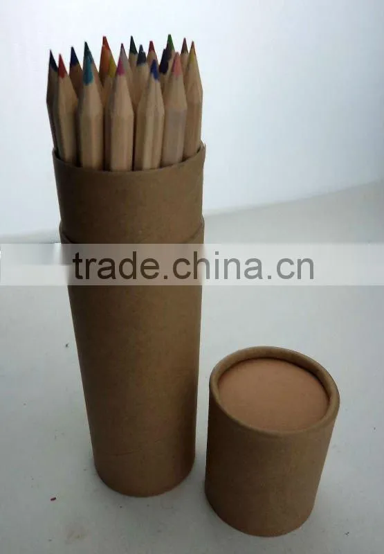7 inch promotional natural recycled wooden colored pencils in tube box 24 pieces set