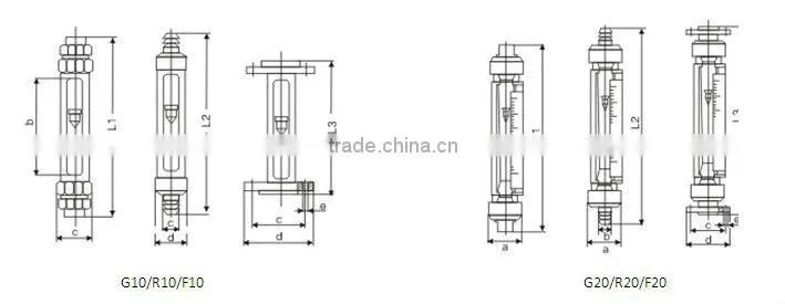 G.R.F.10/20 glass tube water flow meter /rotameter