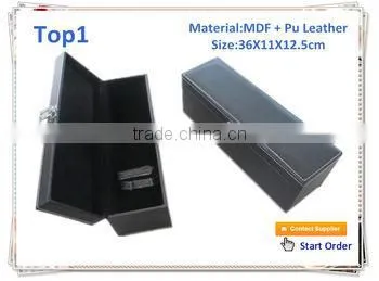 1 bottle,2 bottle,6 bottle stock Pu leather cover wood wine gift box