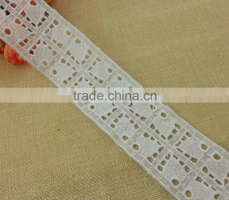 Cotton fabric base emboridery lace for ladies top neckline -- H1660