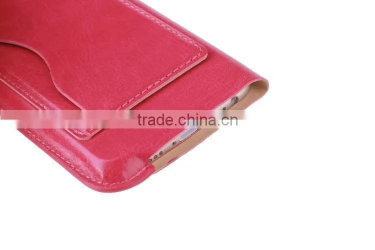 Luxury metal pu leather case with card slot for iphone 6/6s 4.7 Thin holder full back cover with string for iphone 6/6s 4.7