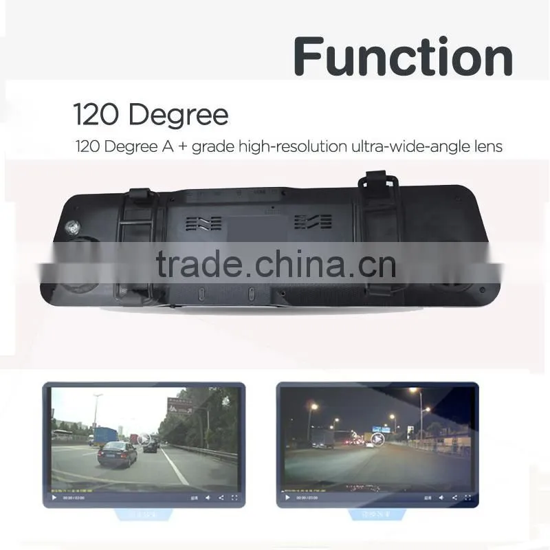 1080P Full HD 4.3" G-sensor Dual Lens Rearview Camera Car DVR Road Dash Video Rearview Mirror Cam with Night Vision
