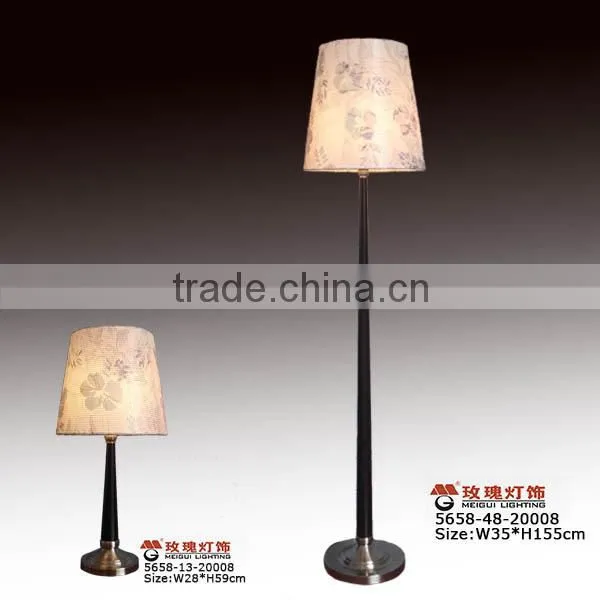 white lampshade and metal base of classic floor lamps