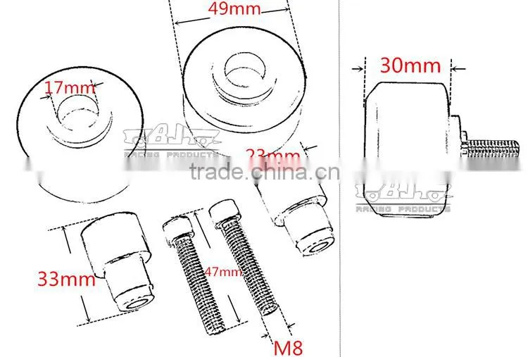 BJ-FS-KT002-OG KTM Parts Motorcycle Orange Rear Fork Wheel Frame Slider Crash Protector For KTM DUKE 125/200/390