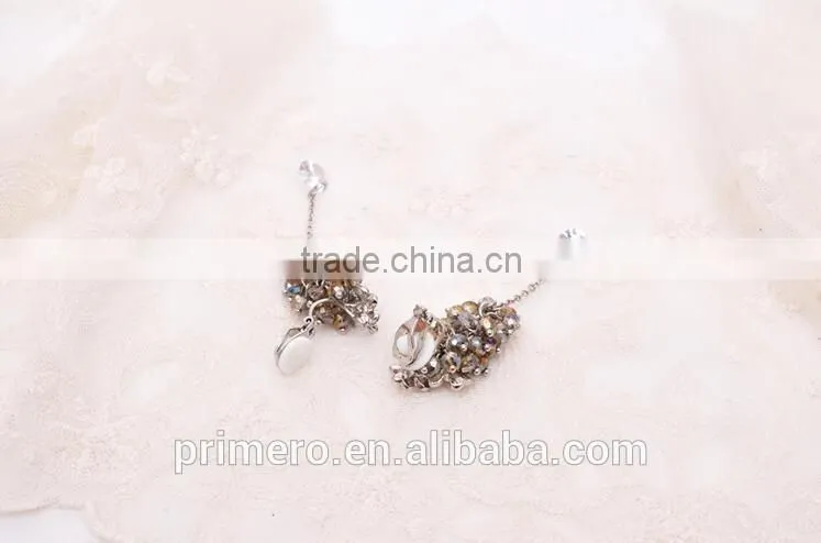 High Quality Brand Designs Clover Crystal Beads Tassel Earrings