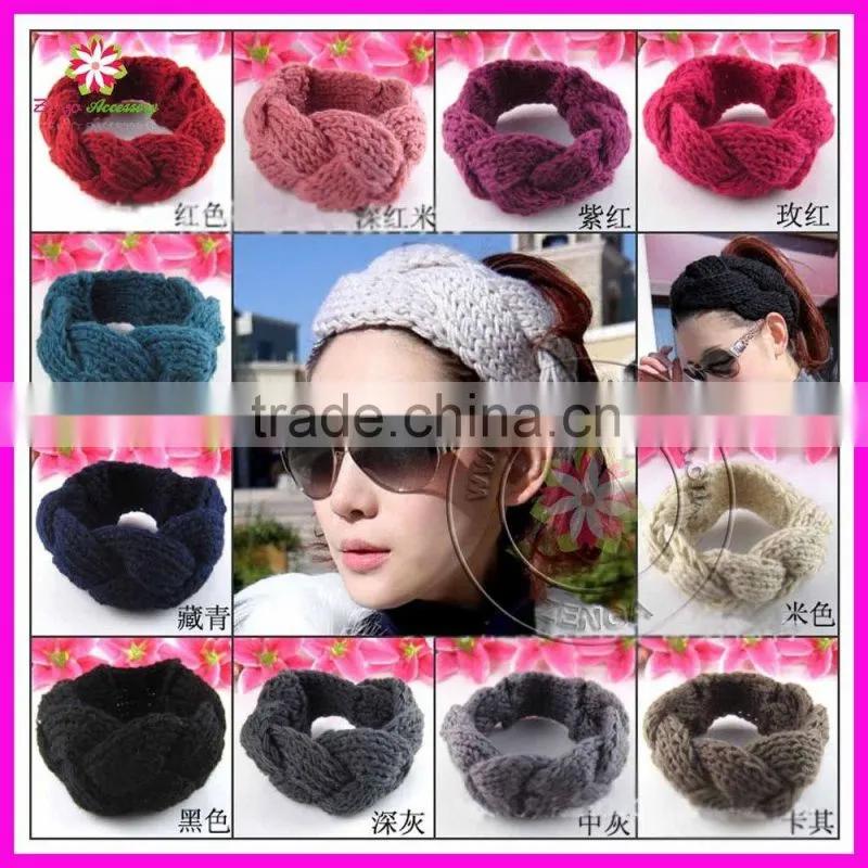 Winter Flower Knit Crochet Headwrap Headband ear warmer headwear wrap hairband