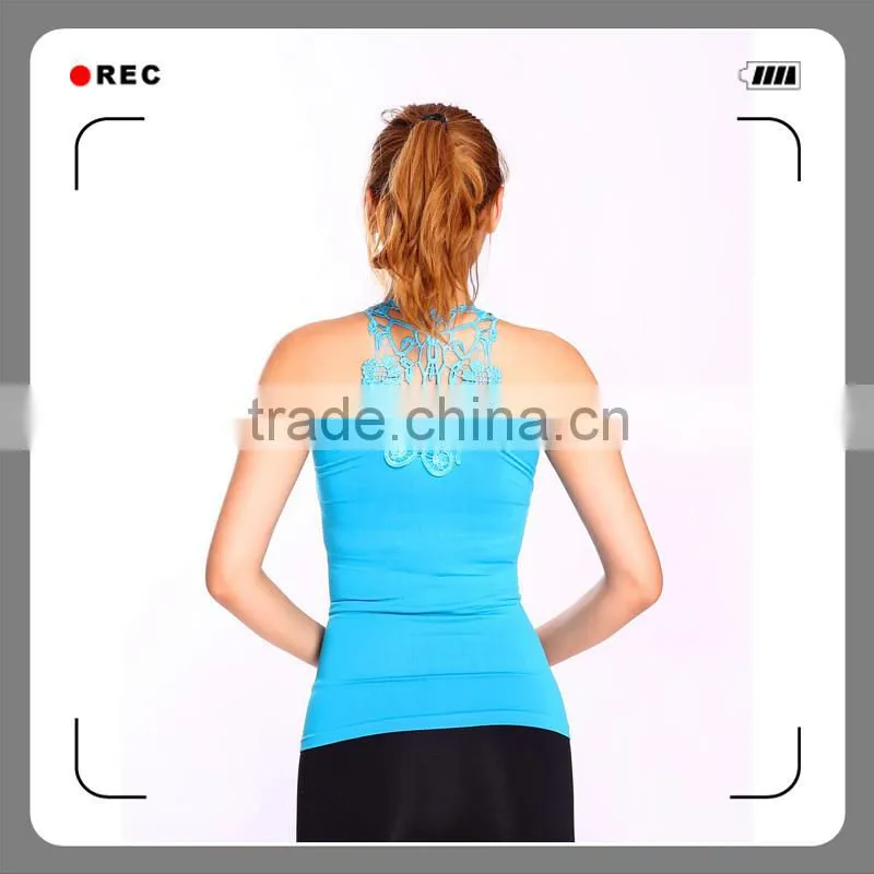 2016 new design seamless wholesale women camisole with lace on back-neck