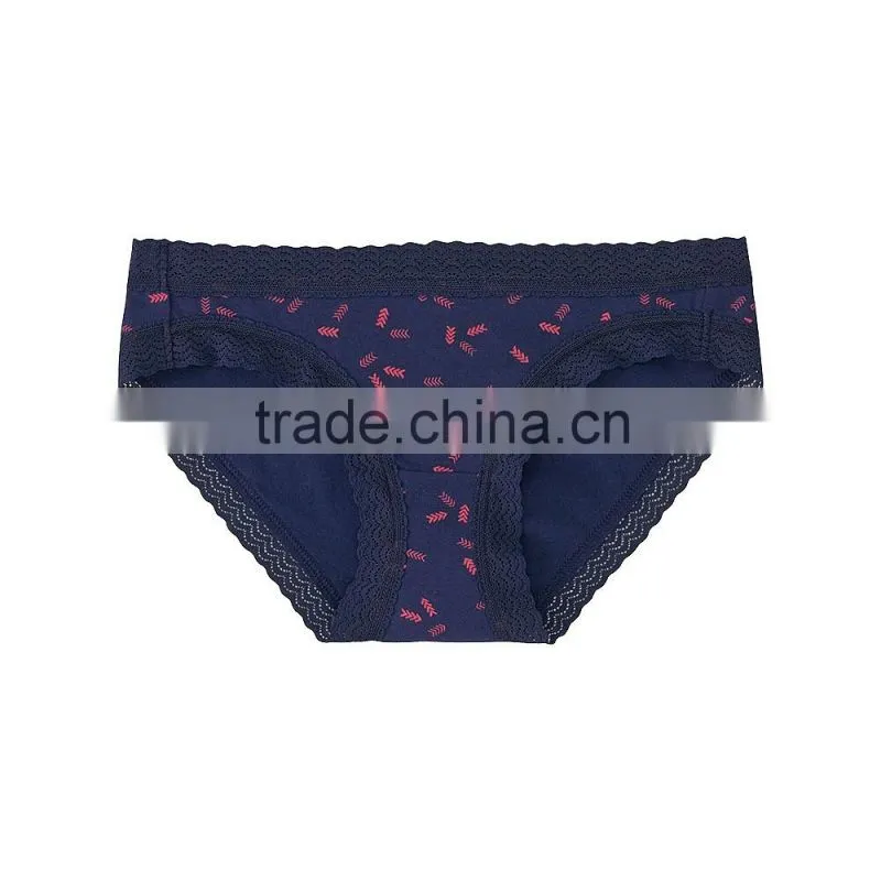 Women comfortable cotton elastane lace brief sexy ladies underwear